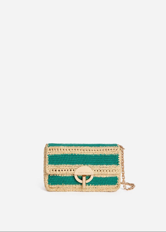 Small Raffia Moon Bag in Green from VANESSA BRUNO at Edito boutique