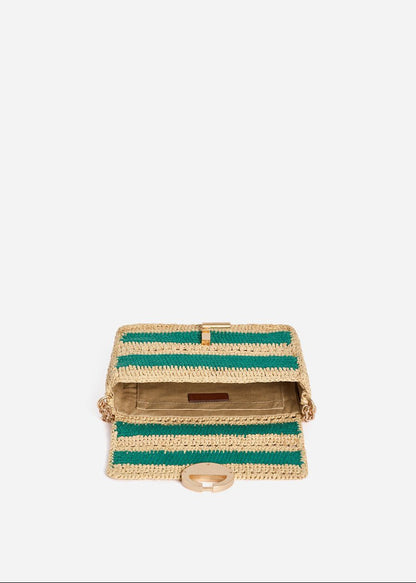 Small Raffia Moon Bag in Green from VANESSA BRUNO at Edito boutique