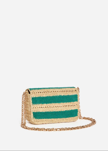 Small Raffia Moon Bag in Green from VANESSA BRUNO at Edito boutique