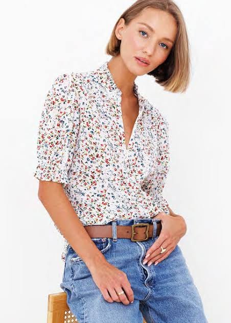 Soft Spoken Blouse in Meadow from GO SILK at Edito boutique