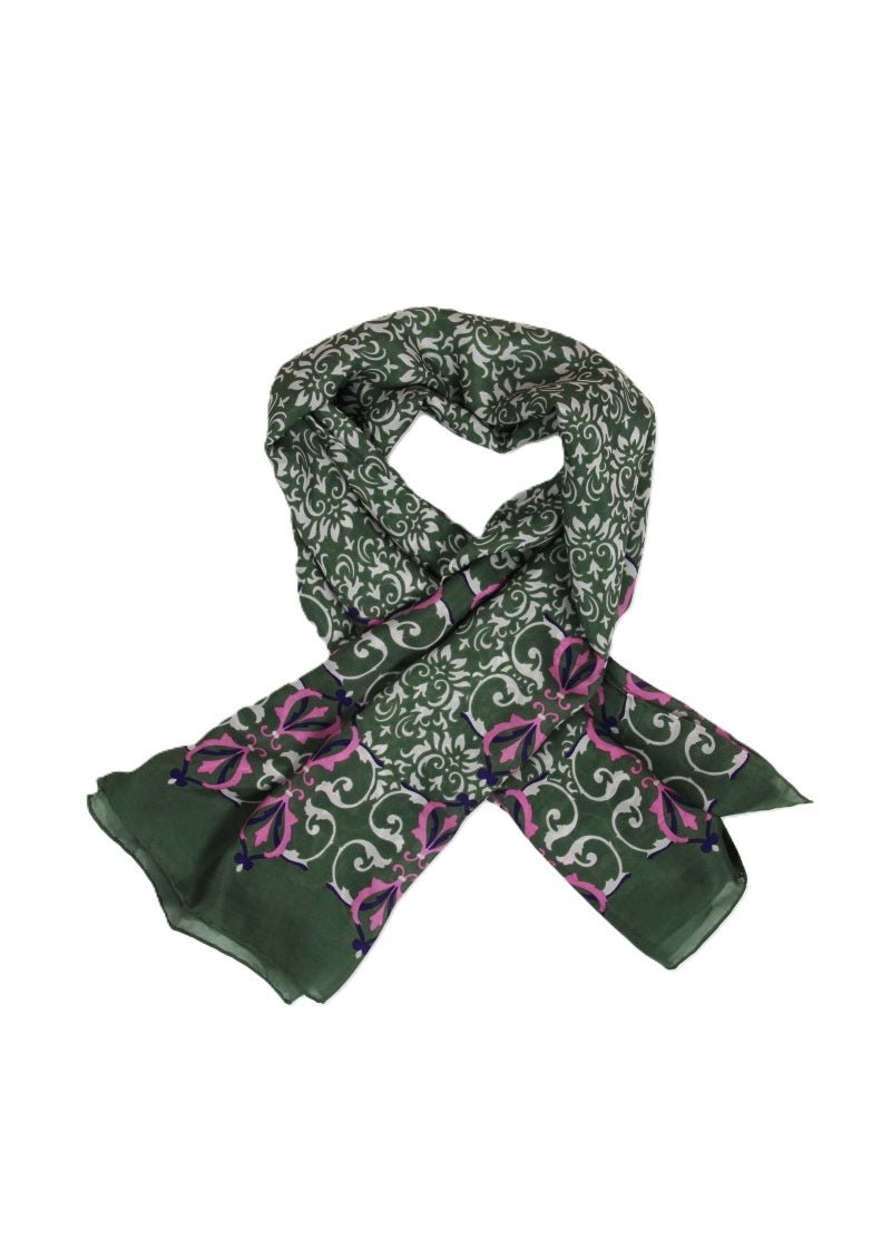 Sonata Silk Scarf in Khaki from LES BELLES VAGABONDES at Edito Boutique