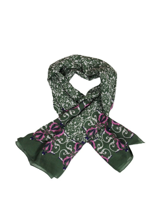 Sonata Silk Scarf in Khaki from LES BELLES VAGABONDES at Edito Boutique