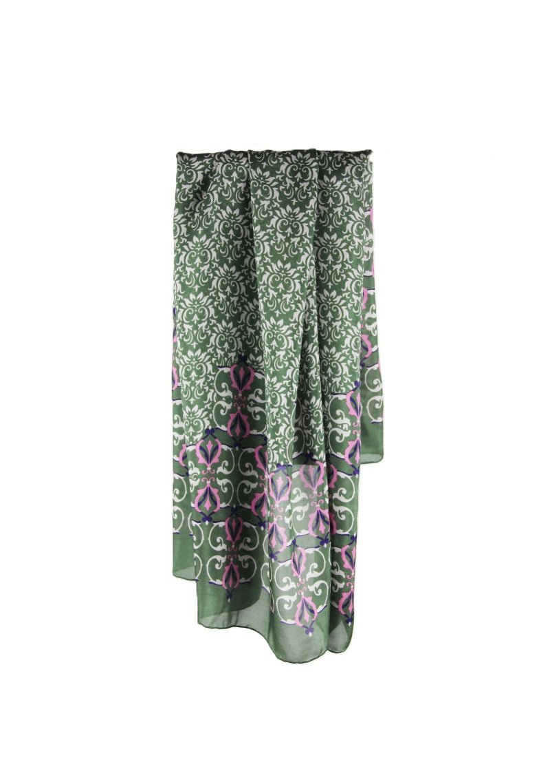Sonata Silk Scarf in Khaki from LES BELLES VAGABONDES at Edito Boutique