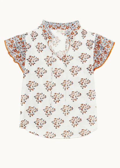 Stella S/S Top in Ecru/Rust from M.A.B.E at Edito Boutique