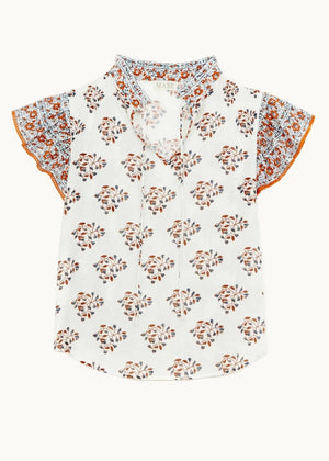 Stella S/S Top in Ecru/Rust from M.A.B.E at Edito Boutique