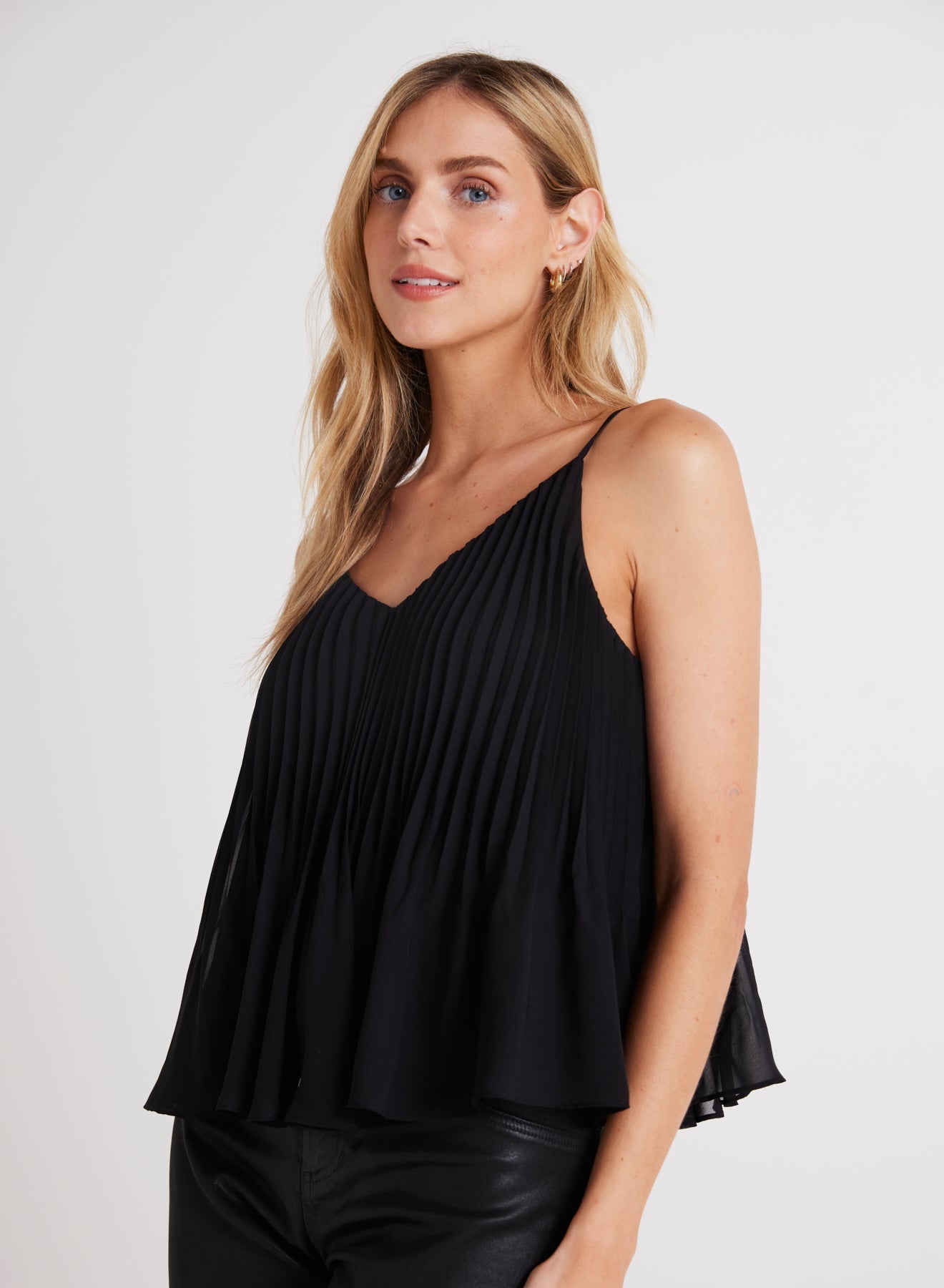 Sunburst Pleated Camisole in Black from Bella Dahl