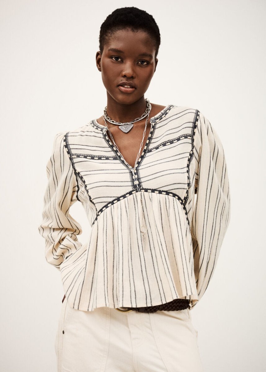 Sunny Long - sleeved Top in Ecru from BA&SH at Edito boutique