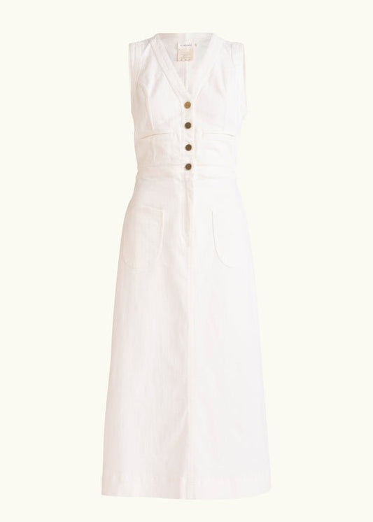 Sutton Denim Dress in White from FLANNEL at Edito boutique