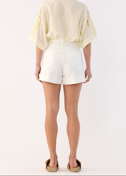 Sutton Denim Short in White from FLANNEL at Edito boutique