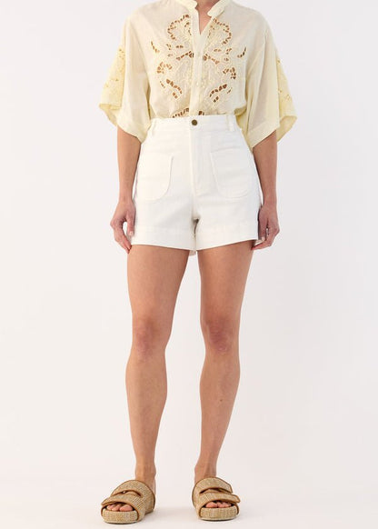 Sutton Denim Short in White from FLANNEL at Edito boutique