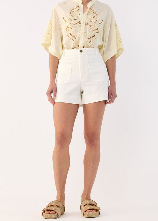 Sutton Denim Short in White from FLANNEL at Edito boutique