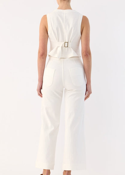 Sutton Denim Vest in White from FLANNEL at Edito boutique
