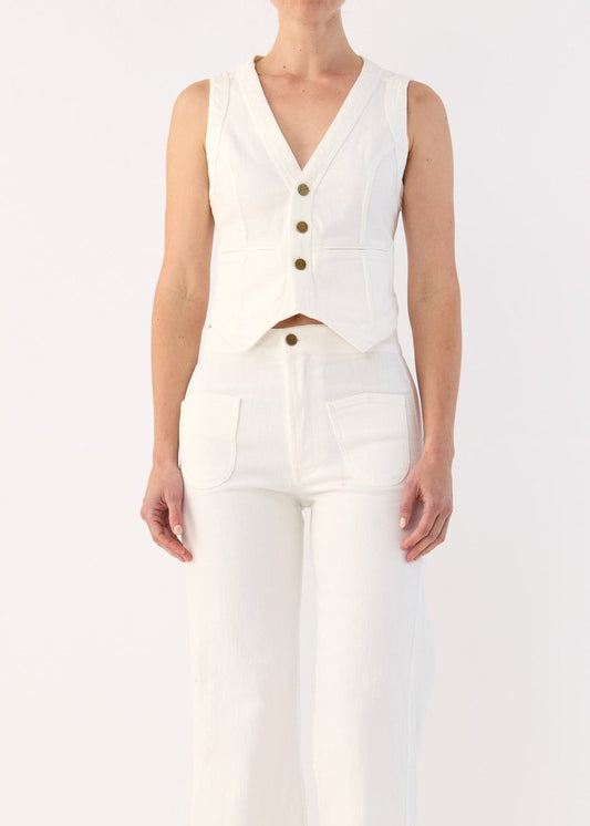 Sutton Denim Vest in White from FLANNEL at Edito boutique