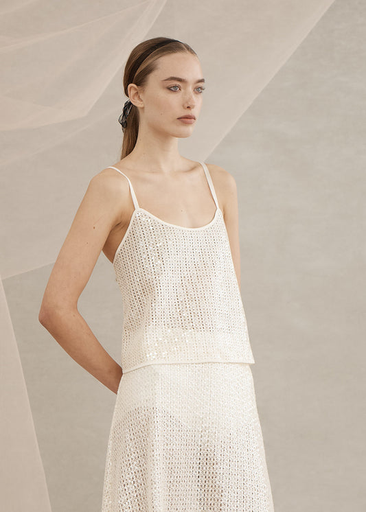 Swing Sequin Cami in Ivory from Luxe de Valentina