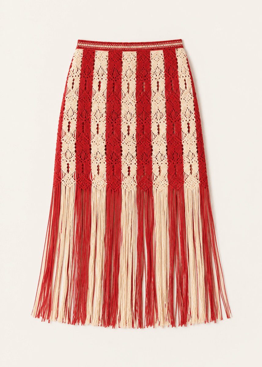 Syracuse Skirt in Red/Cream from ILIO NEMA at Edito Boutique