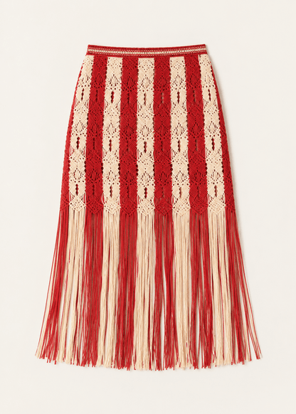 Syracuse Skirt in Red/Cream from ILIO NEMA at Edito Boutique
