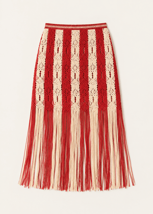 Syracuse Skirt in Red/Cream from ILIO NEMA at Edito Boutique