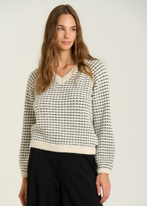 Textured Sweater in Ecru/Black from SITA MURT at Edito boutique