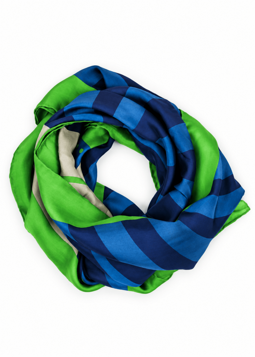 Tightrope Walker Silk Scarf in Navy from LES BELLES VAGABONDES at Edito Boutique