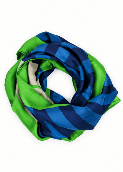Tightrope Walker Silk Scarf in Navy from LES BELLES VAGABONDES at Edito Boutique