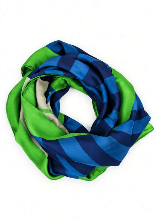 Tightrope Walker Silk Scarf in Navy from LES BELLES VAGABONDES at Edito Boutique