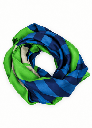 Tightrope Walker Silk Scarf in Navy from LES BELLES VAGABONDES at Edito Boutique