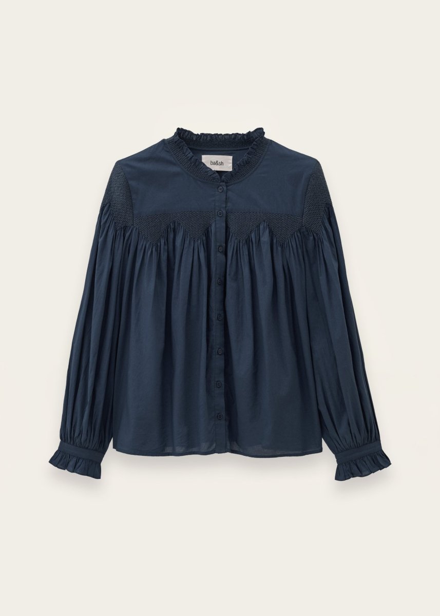 Tonia Embroidered Shirt in Blue from BA&SH at Edito Boutique