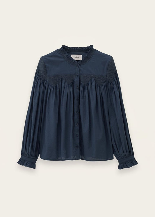 Tonia Embroidered Shirt in Blue from BA&SH at Edito Boutique