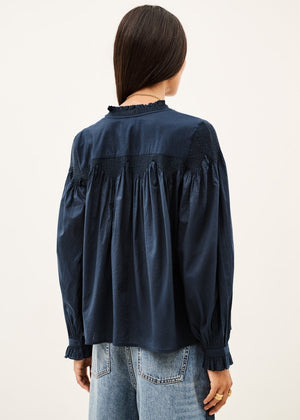 Tonia Embroidered Shirt in Blue from BA&SH at Edito Boutique