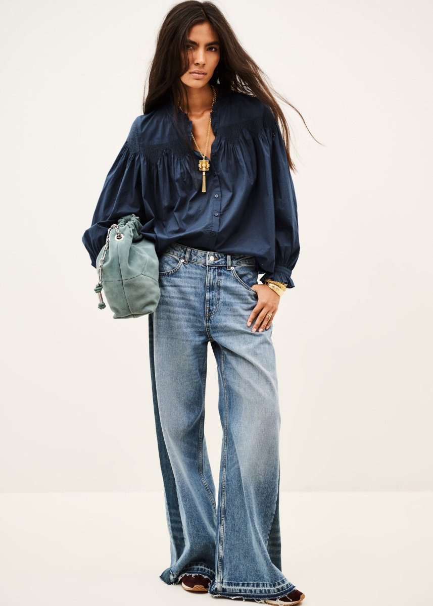 Tonia Embroidered Shirt in Blue from BA&SH at Edito Boutique