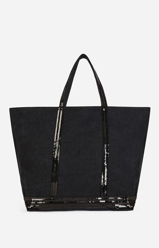 Vaness Bruno Linen Cabas Tote XL Black