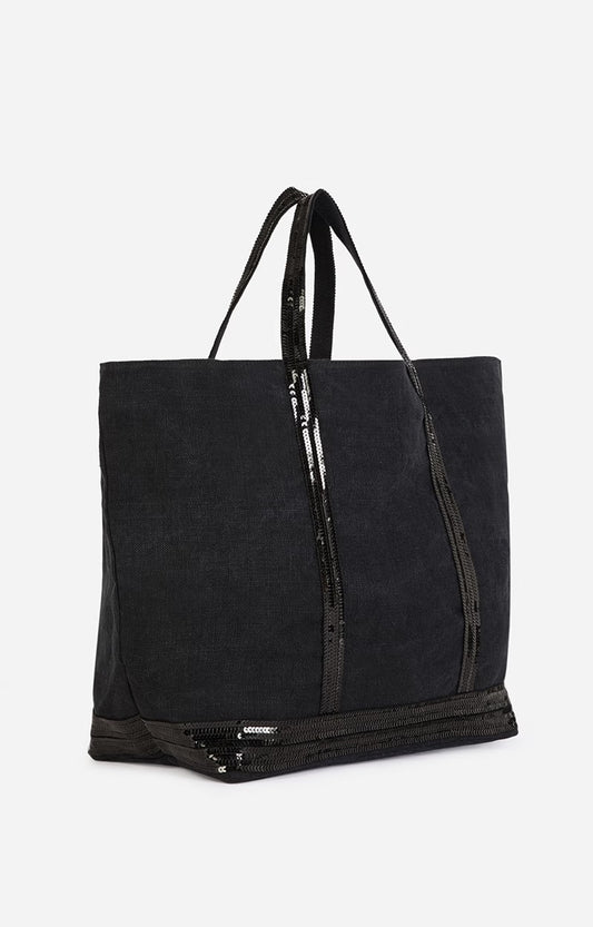 Vaness Bruno Linen Cabas Tote XL Black