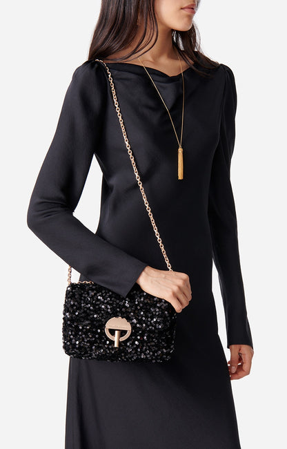 Vanessa Bruno Small Bag Moon in Black Sequins