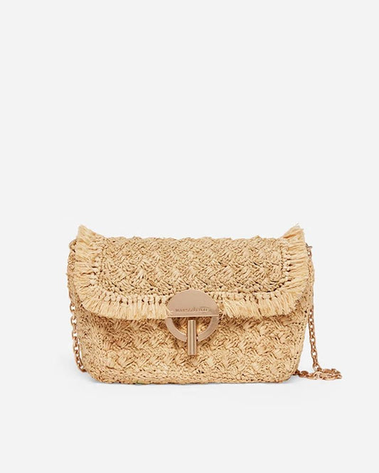 Vanessa Bruno Raffia Moon PM Bag Natural