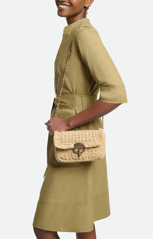 Vanessa Bruno Raffia Moon PM Bag Natural