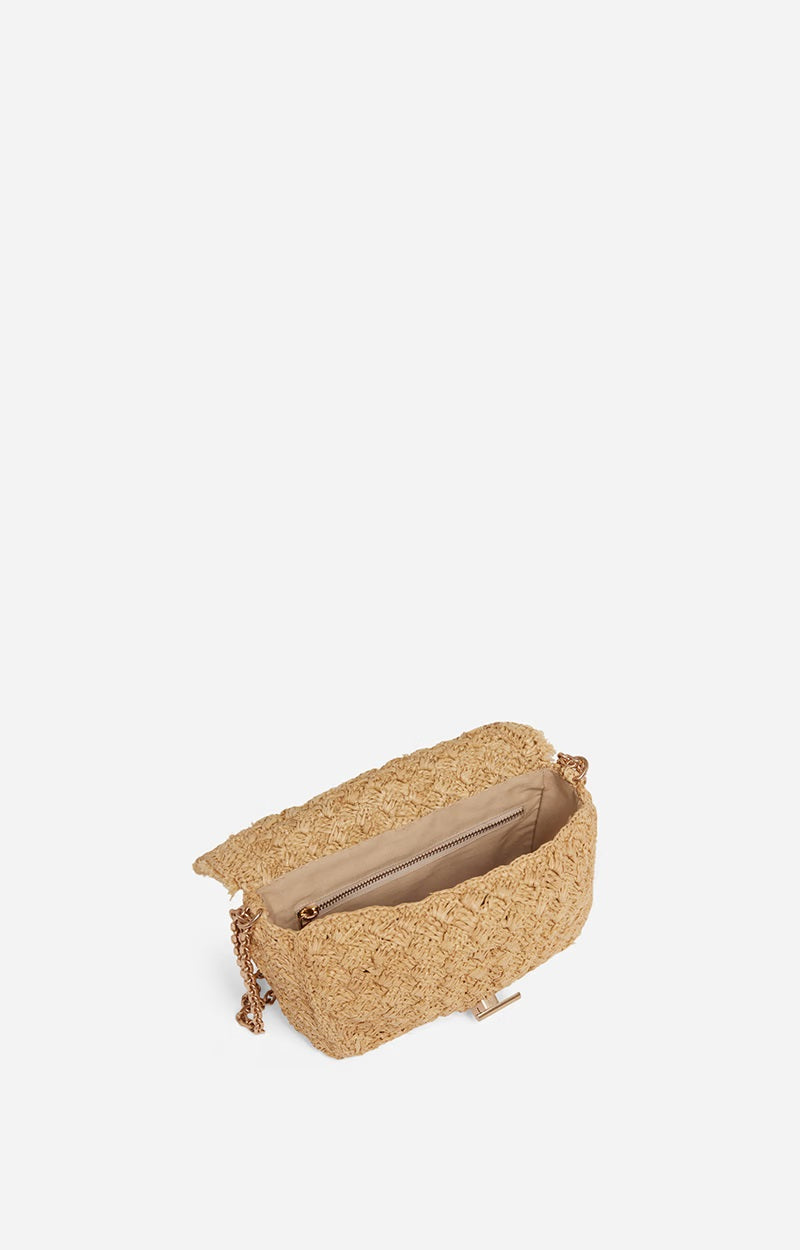Vanessa Bruno Raffia Moon PM Bag Natural