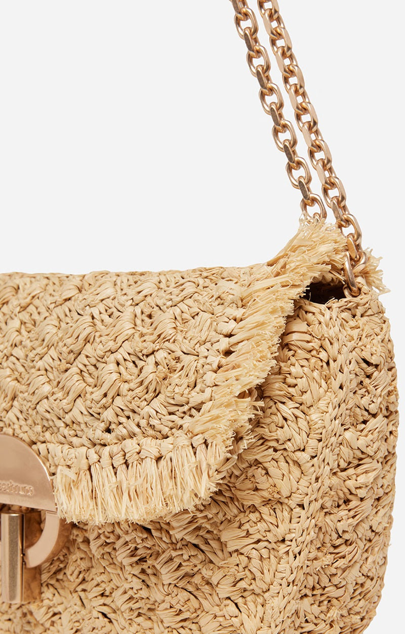 Vanessa Bruno Raffia Moon PM Bag Natural