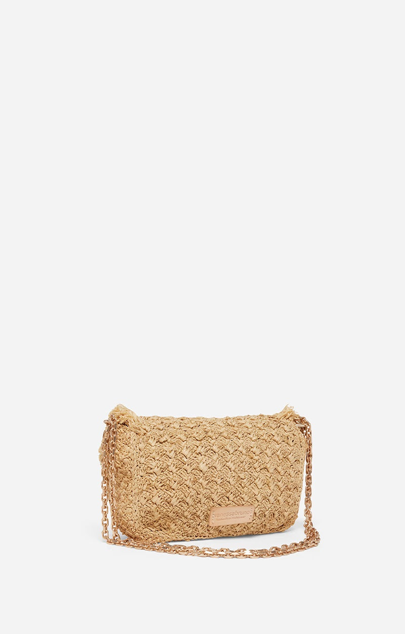 Vanessa Bruno Raffia Moon PM Bag Natural