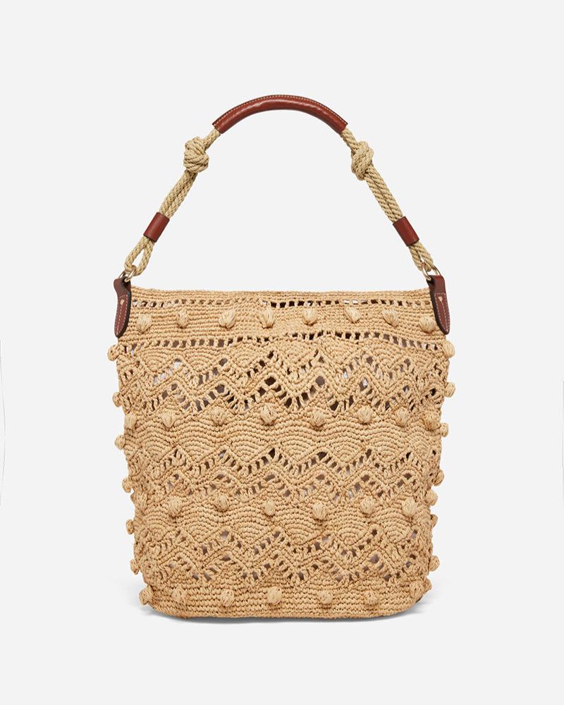 Vanessa Bruno Raffia Holly Hobo Bag Natural