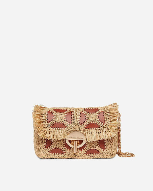 Vanessa bruno Raffia Moon Bag Cognac