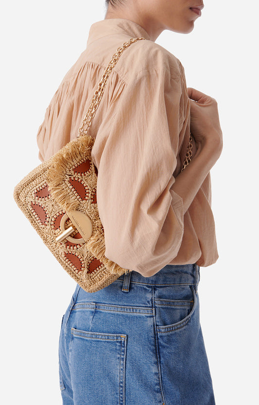 Vanessa bruno Raffia Moon Bag Cognac