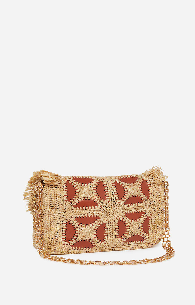 Vanessa bruno Raffia Moon Bag Cognac