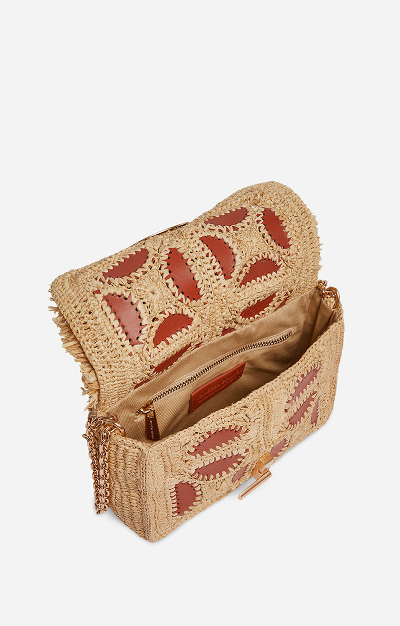 Vanessa bruno Raffia Moon Bag Cognac