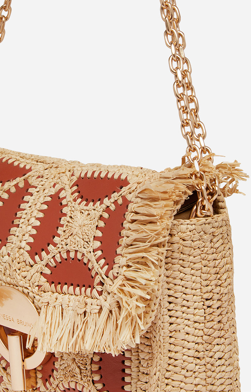 Vanessa bruno Raffia Moon Bag Cognac
