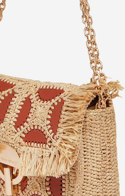 Vanessa bruno Raffia Moon Bag Cognac