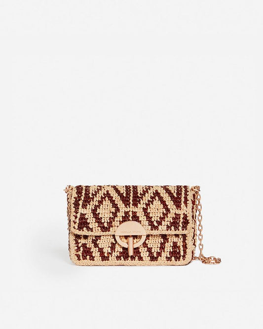 Vanessa Bruno Raffia Nano Moon Bag Brown