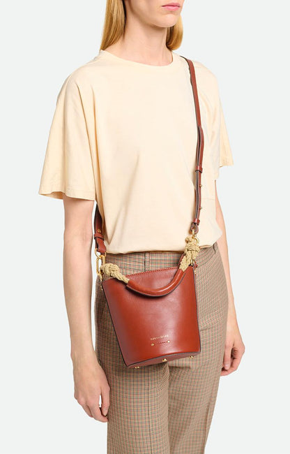 Vanessa Bruno Holly Mini Bucket Bag Cognac