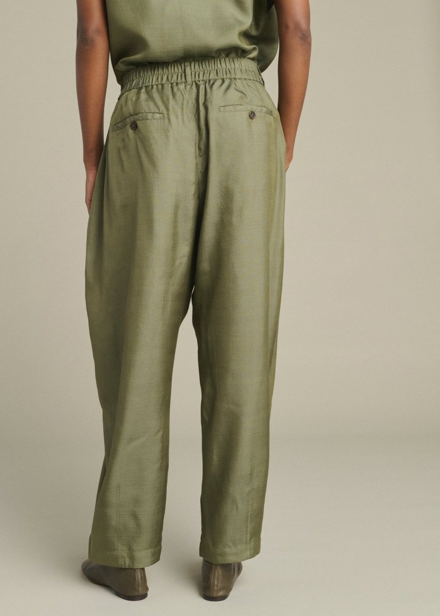 Vernon Silk Pants in Green from SOEUR at Edito Boutique