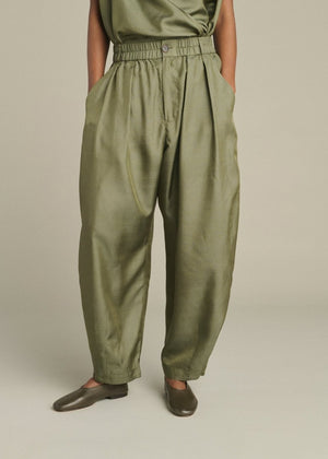 Vernon Silk Pants in Green from SOEUR at Edito Boutique