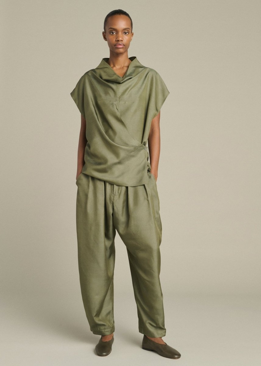 Vernon Silk Pants in Green from SOEUR at Edito Boutique